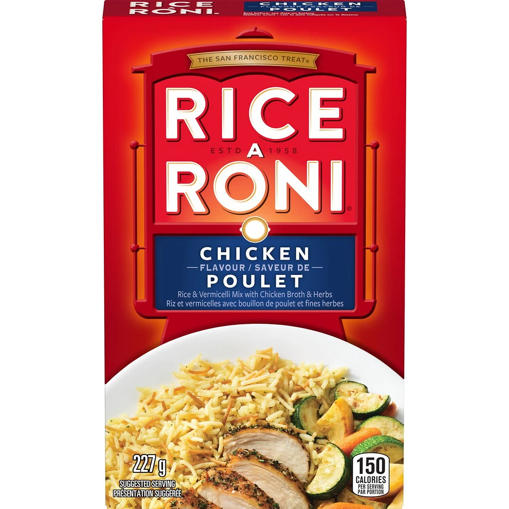 Rice-A-Roni Riz et vermicelle avec bouillon de poulet et assaisonnements Saveur de Poulet 227g