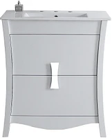 American Imaginations 47.5-in. W Floor Mount White Vanity Set For 3H8-in. Drilling Bianca Carara Top Biscuit UM Sink AI-18288