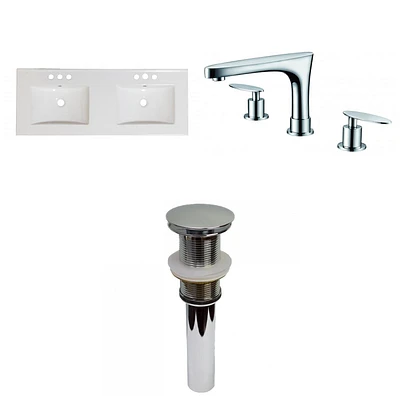 American Imaginations AI- 48 po WX 18.25 pouces Dessus en céramique D en couleur blanche pour 3H8-in. Robinet
