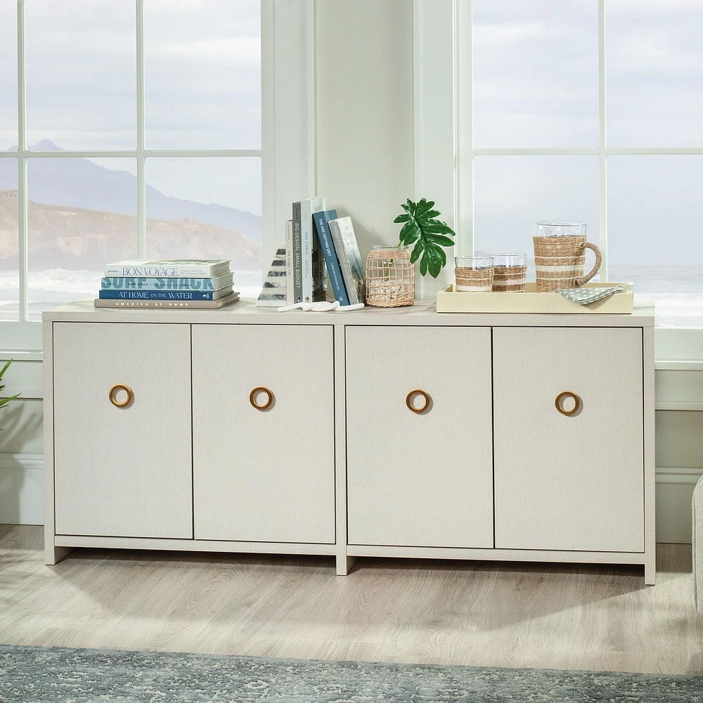 Sauder La Collection Grand Coast Crédence, Finition Dove Linen, 433603