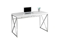 Monarch Specialties Bureau, Bureau À Domicile, Ordinateur Portable, Travail, Métal, Stratifié, Blanc Lustré, Chrome, Contemporain, Moderne