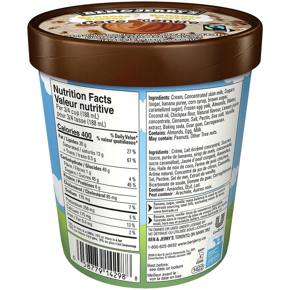 Crème Glacée Ben & Jerry's Bananas Foster Centre, 473ml