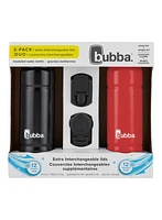 bubba Trailblazer Stainless Steel Water Bottles with Two Extra Interchangeable Lids, 24 oz, 2 Count, 709 mL