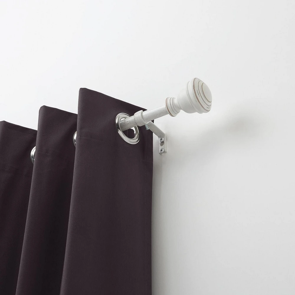 FARM WHITEWASH 3/4" ROD 42-120" WHITE, Single Curtain Rod