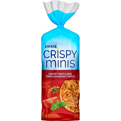 Quaker Crispy Minis Galettes de riz brun Saveur Tomate savoureuse et basilic 173g