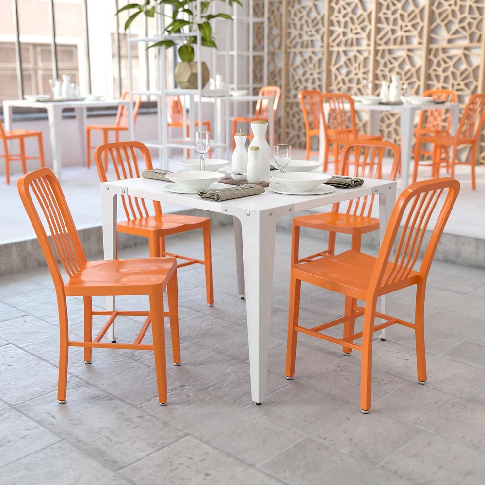 Chaise pour l'intérieur / l'extérieur en métal orange de qualité marchande, lot de 2