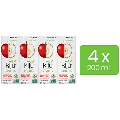 Boîtes de jus de pomme  biologique 100 % pur Kiju 4x200ML