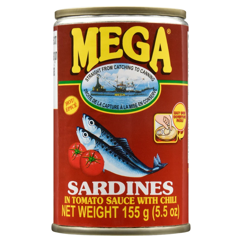 Mega Sardines in Tomato Sauce with Chili Hot, 155 g