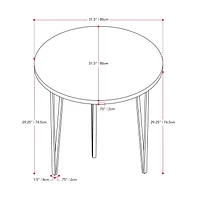 Table de salle à manger ronde Lennox de 31,5 po de CorLiving avec pieds en fer