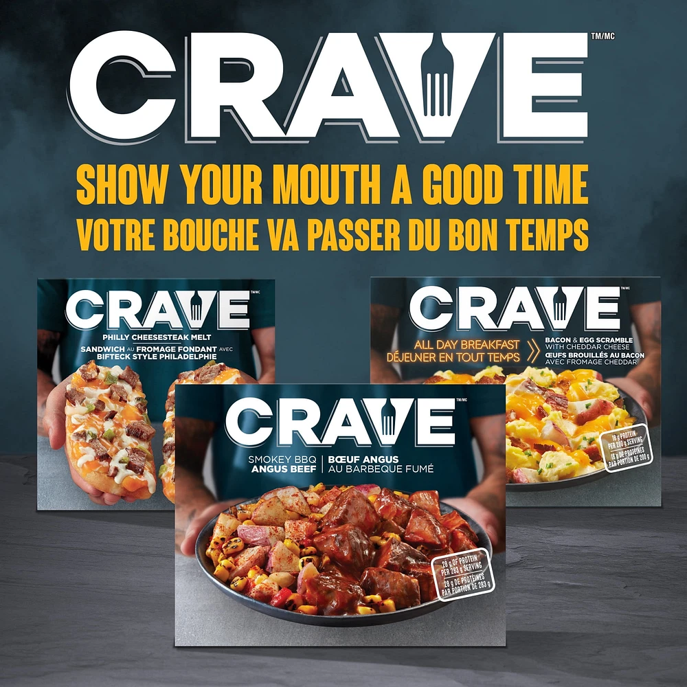 CRAVE Smokey BBQ Angus Beef Frozen Meal, 283g