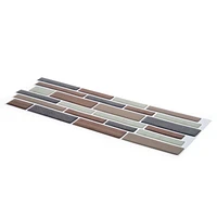 Truu Design Self-Adhesive Peel and Stick Subway Border Tiles, 10 x 3.94 inches, Brown, 12 Pieces