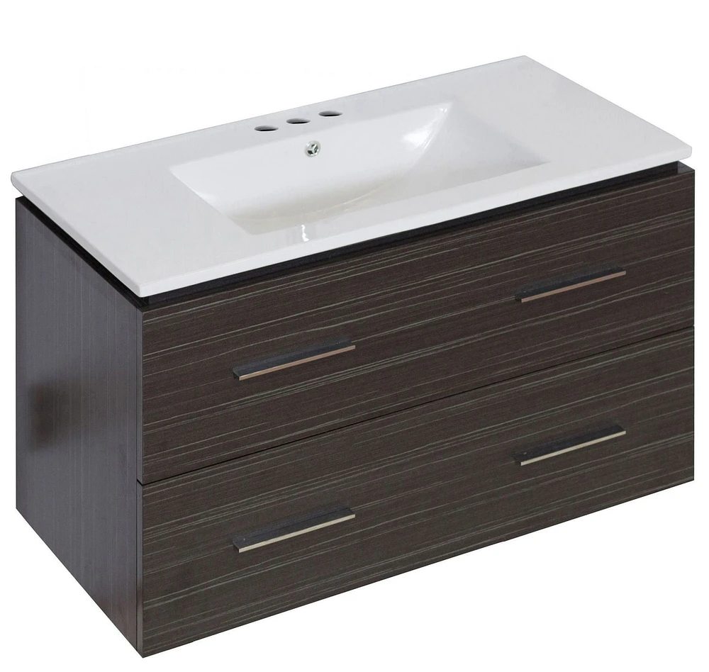 American Imaginations 36-in. W Floor Mount Dawn Grey Vanity Set For 3H8-in. Drilling Beige Top White UM Sink AI-18630