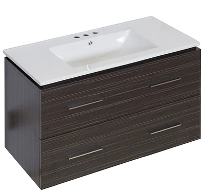 American Imaginations 36-in. W Floor Mount Dawn Grey Vanity Set For 3H8-in. Drilling Beige Top White UM Sink AI-18630