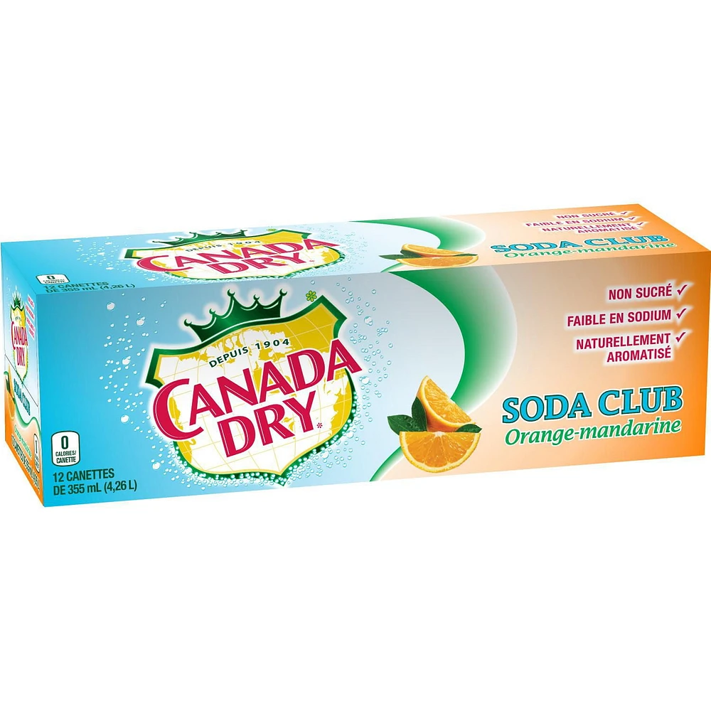 Canada Dry® Club Soda Orange-Mandarin 355 mL Cans, 12 Pack