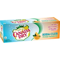 Canada Dry® Club Soda Orange-Mandarin 355 mL Cans, 12 Pack