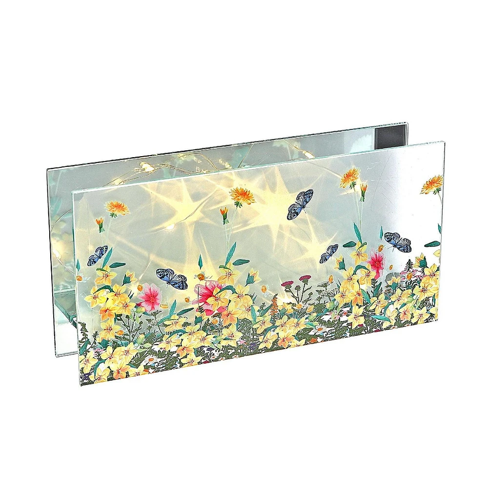 IH Casa Decor Rect. Décor En Verre Peint À Led Jardin Floral