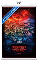 Netflix Stranger Things: Saison 4 – Hawkins, Indiana 22,375" x 34" Affiche Murale avec Cadre Magnétique en Bois de Hêtre, par Trends International