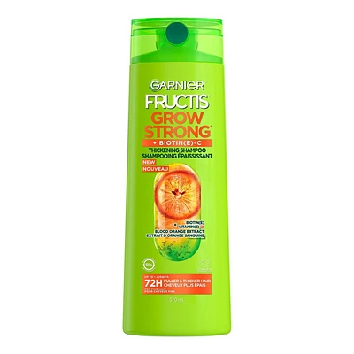 Garnier Fructis Grow Strong Thickening Shampooing Épaississant pour Cheveux Fins, avec Vitamine C, 370ml Épaississant et ajoute du volume