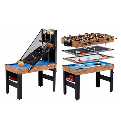 Table de jeu combinée de 48 po, billard, hockey sur slide, baby-foot, tennis de table, basket-ball, table multi-jeux par MD Sports