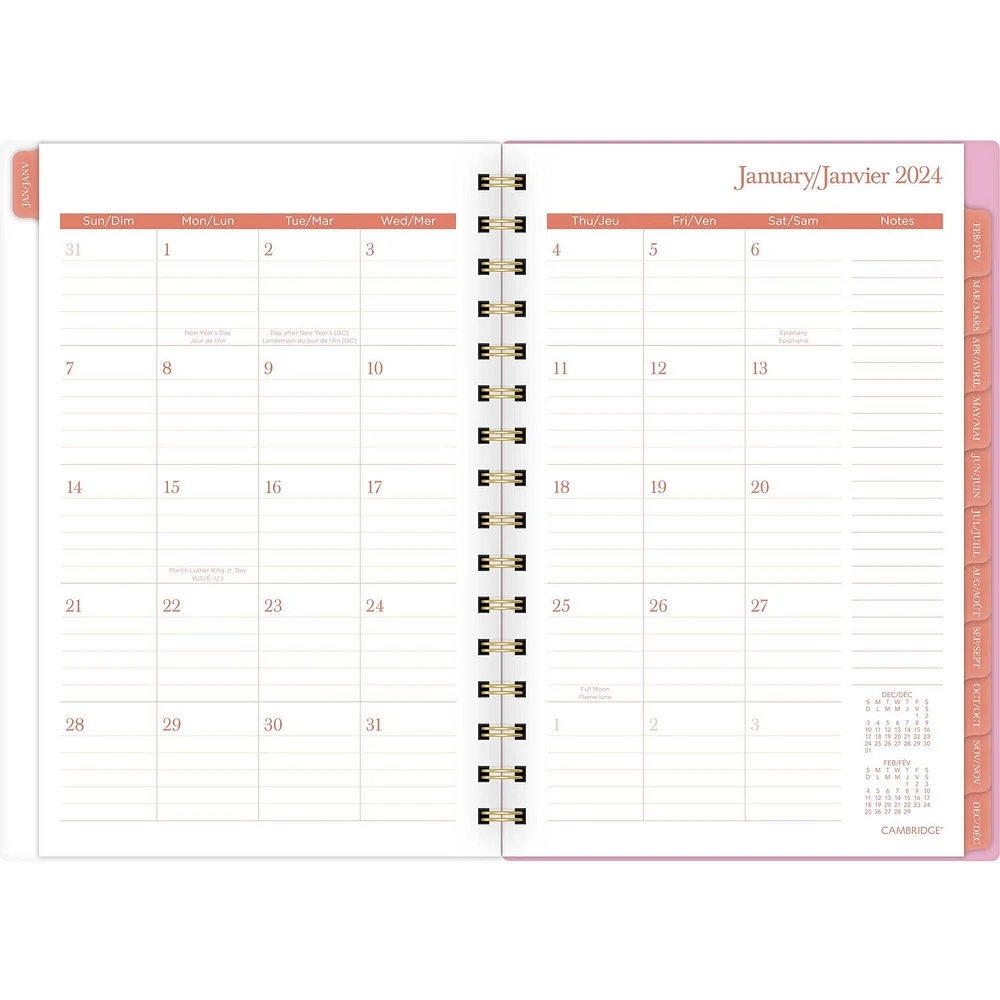 Petit Agenda Hebdomadaire/Mensuel Cambridge®, Cher Agenda