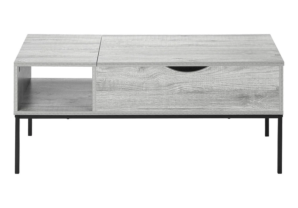 Monarch Specialties  Table Basse, 42" L, Rectangulaire, Cocktail, Toit Relevable, Gris, Métal Noir, Contemporain, Moderne