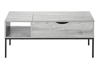Monarch Specialties  Table Basse, 42" L, Rectangulaire, Cocktail, Toit Relevable, Gris, Métal Noir, Contemporain, Moderne