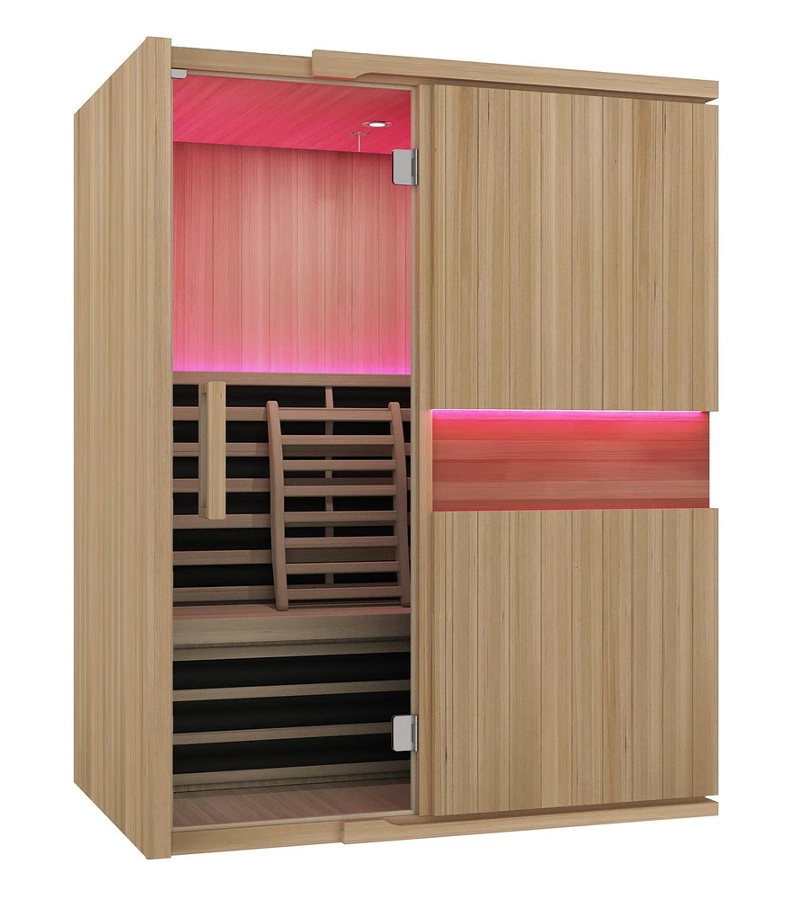 Blisspod Sauna à spectre complet pour 3 personnes, pruche, faible EMF, 7 infrarouges lointains, chauffage rouge et chromothérapie