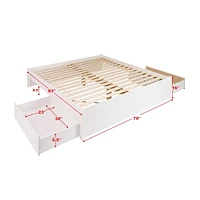 Base de grand lit plateforme avec deux tiroirs
