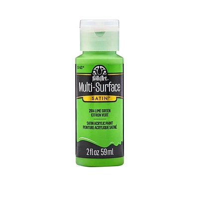 FolkArt Multi-Surface Satin Acrylic Paint, 2 oz., Lime Green, FolkArt Multi-Surface Paint