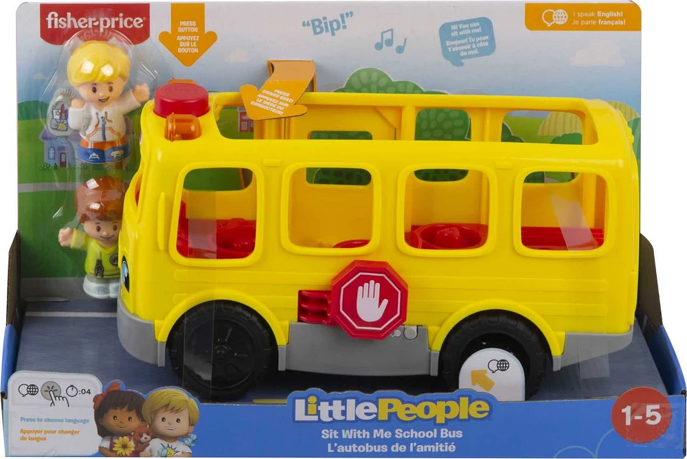Le Bus Scolaire Little People de Fisher-Price - Version Anglaise et Française Âges 1-5
