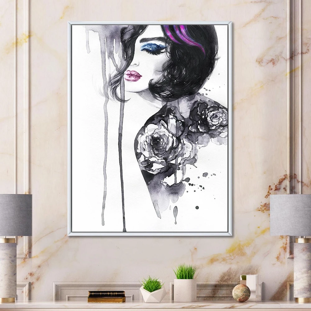 Designart Tableau Portrait Féminin ART MURAL À CADRE FLOTT