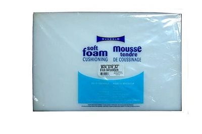 SunGlo Soft Foam Cushioning 24 X 16 X 2 Inches, Slab Foam
