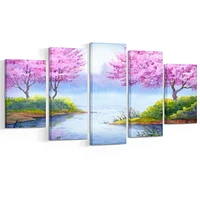 Impression sur toile « Flowering Trees Over Lake » Design Art