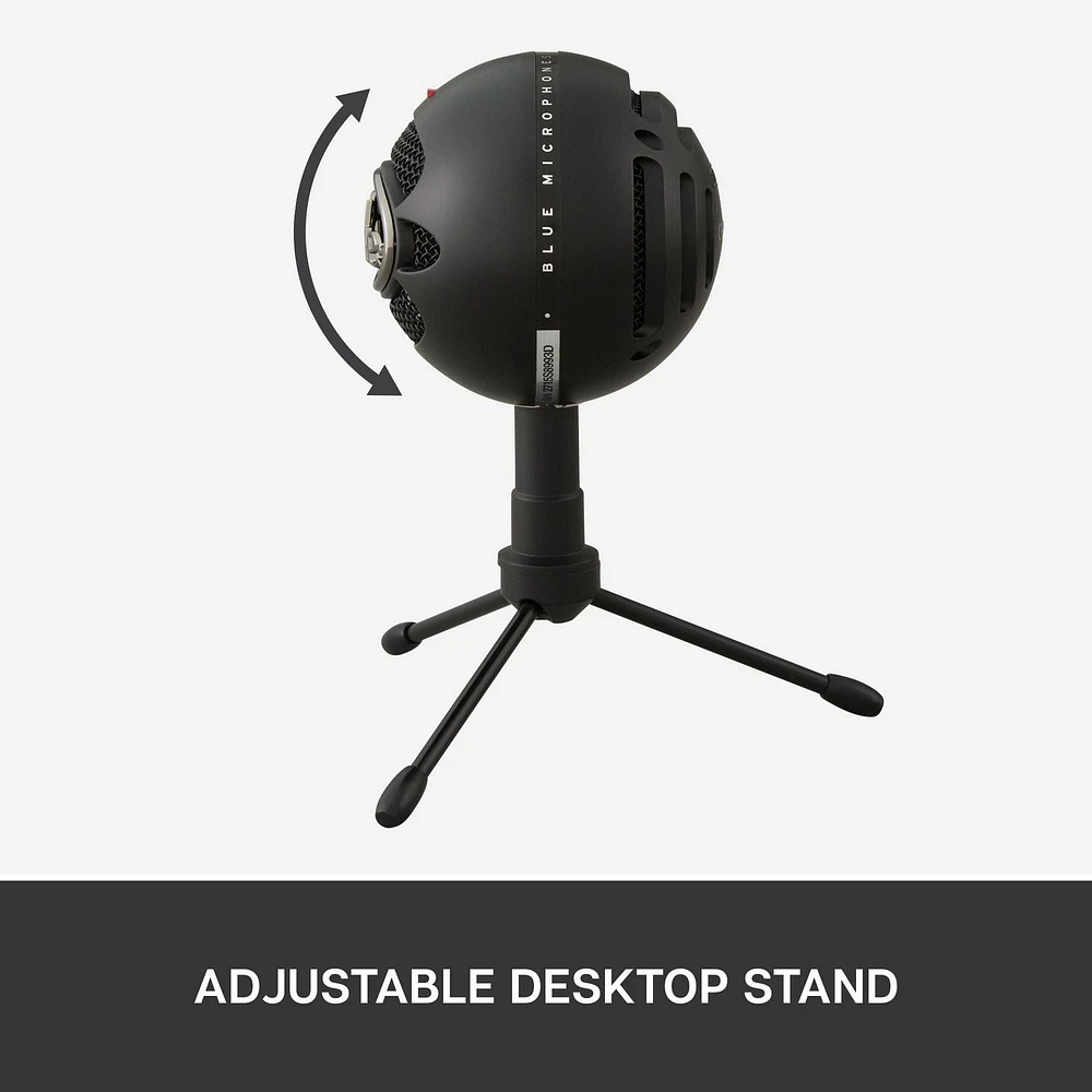 Blue Snowball iCE Plug 'n Play USB Microphone for Recording, Streaming, Podcasting, Gaming on PC and Mac, with Cardioid Condenser Capsule, Adjustable Desktop Stand and USB cable - Black