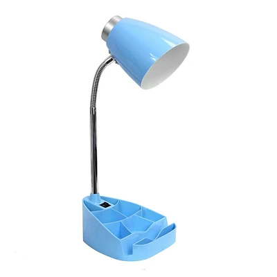 Lampe de bureau organisateur feux de la rampes à col de cygne avec support pour tablette d'iPad Porte-livre, bleu
