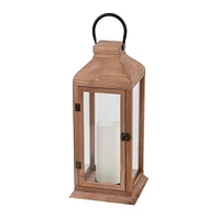 Better Homes and Gardens 18.6inH Glass and Wood Lantern