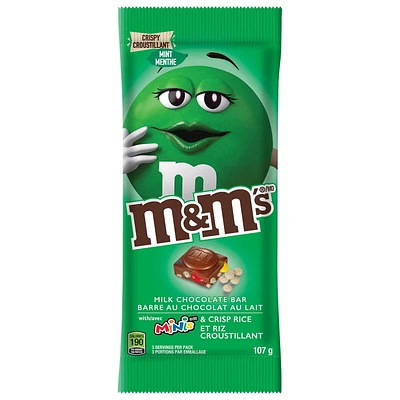 M & M's M&M'S® Minis And Mint Rice Crisp, Milk Chocolate bar, 107g