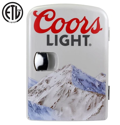 Coors Light 6 Can Mini Fridge, 4.2L, Personal Cooler for Food, Beverages & Skincare – Ideal for Home, Office, Dorm