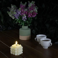 WAX LED CANDLE WITH LIFE-LIKE FLICKERING FLAME AND BUBBLE FINISH