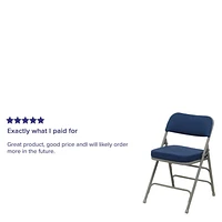 HERCULES Series Premium Curved Triple Braced & Double-Hinged Black Pin-Dot Fabric Metal Folding Chair