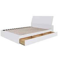 Lit rangement queen avec tête de lit Paris de Nexera, fini blanc