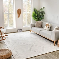 Tapis d'interieur abstrait Rug Branch Casa, beige creme, boheme - Salon, chambre