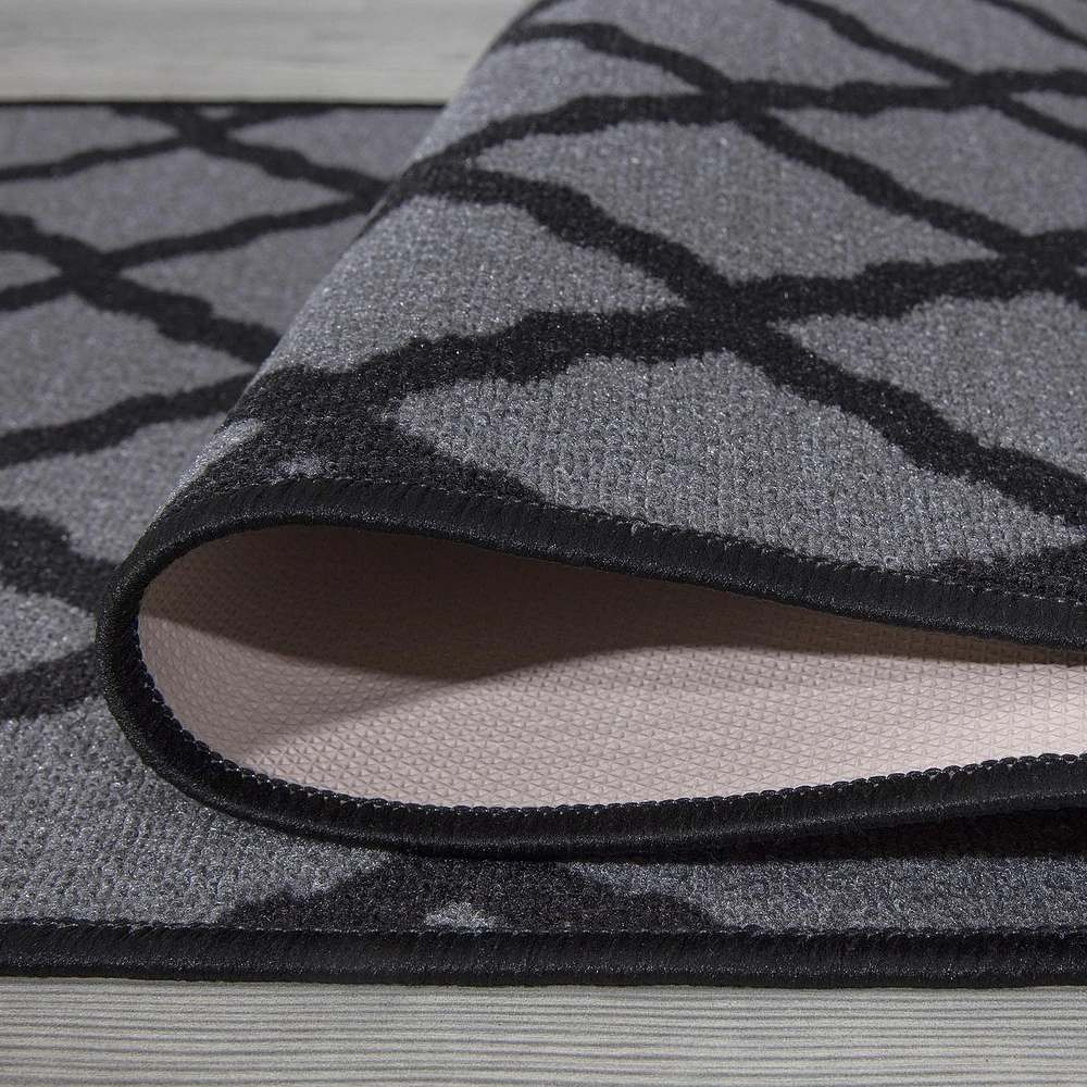 Tapis élégant à motif de treillis à sous-couche en caoutchouc de la collection Glamour
