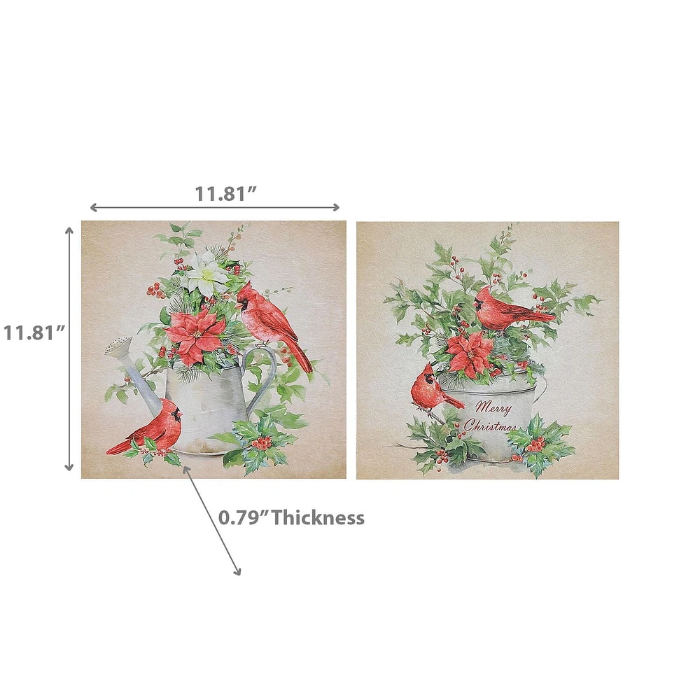 Art Mural En Bois Cardinal - Lot De 2