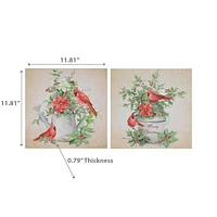 Art Mural En Bois Cardinal - Lot De 2