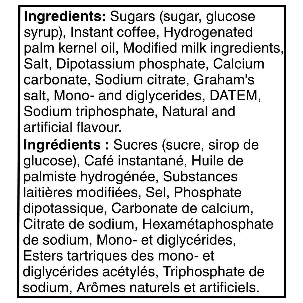 Mélange à café instantané Crémeux et sucré Vanille française, sachets individuels contenant café, colorant et sucre, ajoutez de l’eau chaude, issu à 100 % de sources responsables 351 g