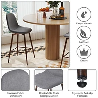 Homy Casa Lot de 2 tabourets de bar pivotants avec assise rembourrée incurvée pour cuisine et salle à manger, tissu gris