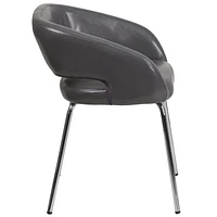 Chaise de réception contemporain auxiliaire en cuir gris de la série Fusion