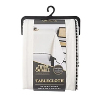 Thyme & Table Rectangle Tablecloth 84", Pom White, Textiles