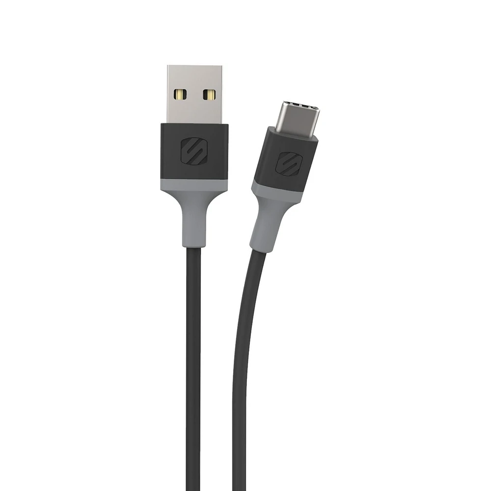 SCOSCHE CA4BY-SP Strikeline USB-A to USB-C Charge & Sync Cable 4-ft. Space Gray/Gray, 4ft Cable for USB-C Devices